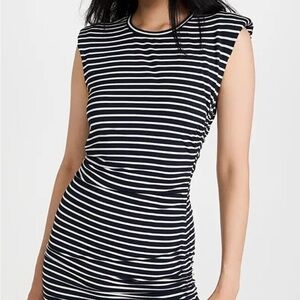 Veronica Beard Navy and White Striped Sleeveless Dress